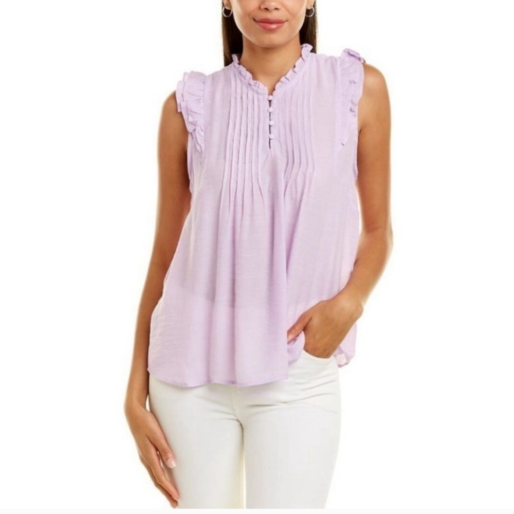 Nanette Lepore Lilac Blouse With Ruffles And Pintuck Details Size Large